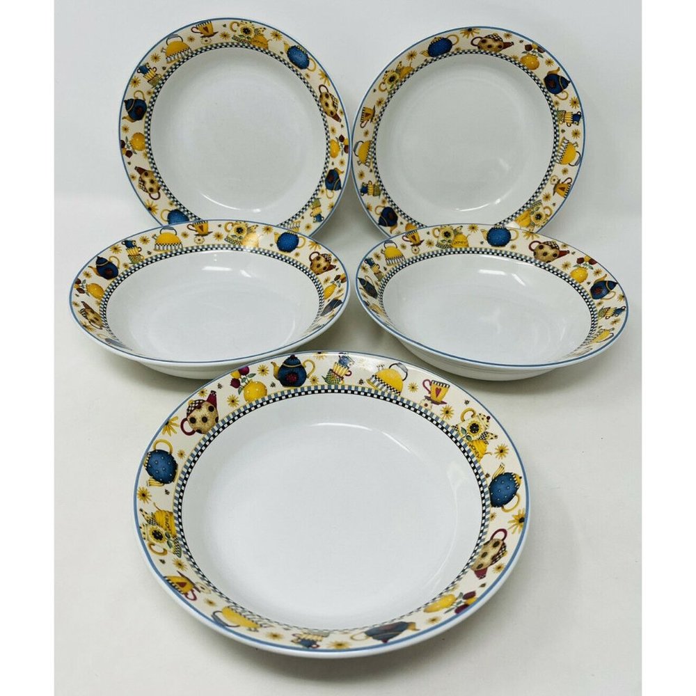 5 Sakura Bowls Teapots Pattern 7.5” Debbie Mumm